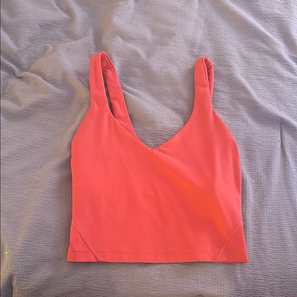 Lululemon Athletica Coral V-Neck Crop Top